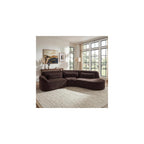 Merax 123.23" Curved Polyester Sectional Sofa Set, Modern Cloud Couch with Chaise Lounge & Right Hand Facing, High-Density Fully Compressed Sponge, Fully Assembled for Living Room, Dark Brown