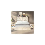 AMERLIFE Queen Farmhouse Bed Frame with 4 Drawers & Open Storage