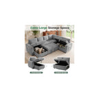 L-Shaped Sectional Sleeper Sofa with Pull Out Bed, 7-Seat, Grey