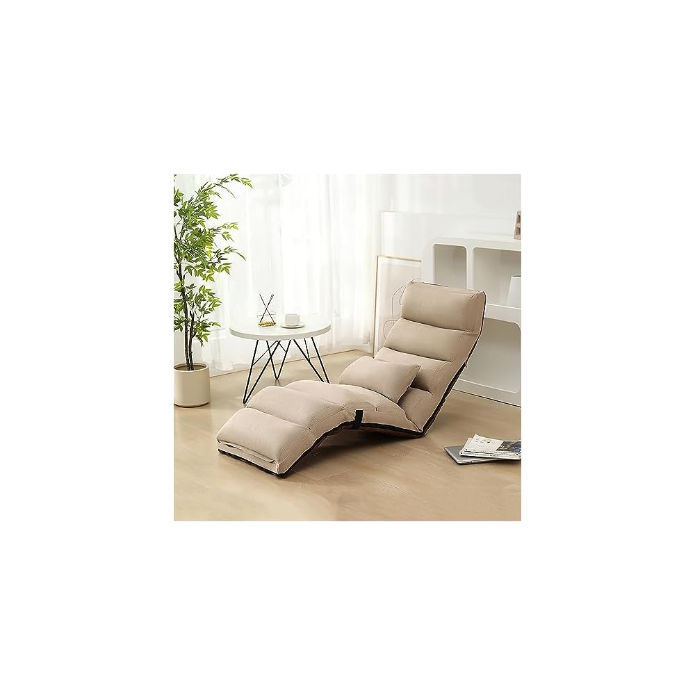 Floor Chairs for Adults, Adjustable 6-Position Floor Lounger w/Thick Padded & Pillow, Folding Lazy Sofa Chair for Gaming, Sleeping, Chaise Lounge Indoor,A