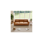 81” Tan Faux Leather Couch for Living Room