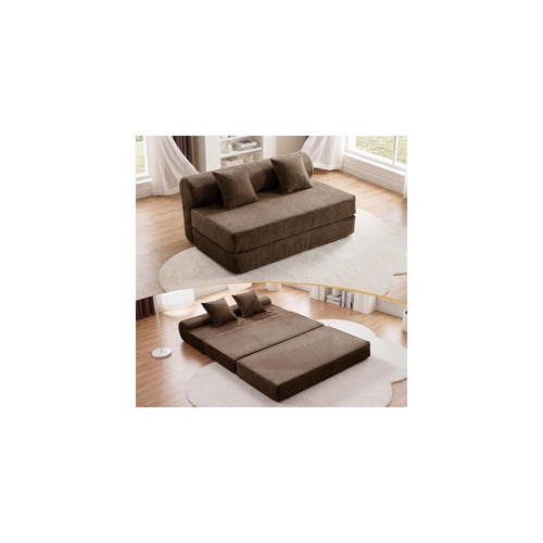 59" Convertible Sofa Bed, Boneless Sleeper Chair Couch bed with 2 Pillows