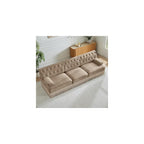 healthomse Modular Sectional Sofa Couch, Soft Velvet Fabric Chesterfield Style Sofa, Modern Button Tufted Couch with Floor-grazing Tassel Fringe Skirt, for Living Room, Bedroom (Camel, 106.1inch)