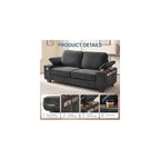83" Couches for Living Room, Deep Seat Chenille Loveseat Sofa, Dark Grey