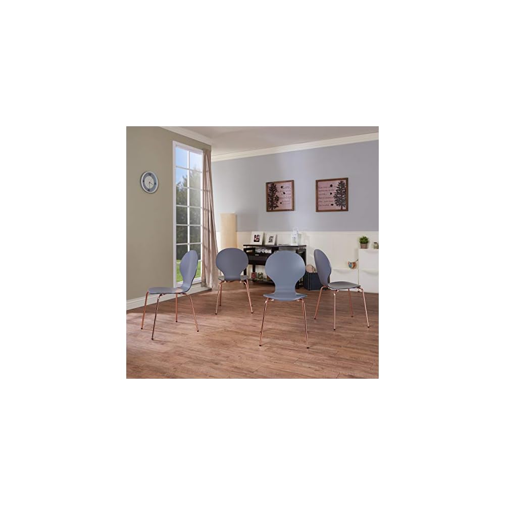 Enitial Lab Furniture of America Jaywald Modern Bentwood Chair (Set of 4), One Size, Gray