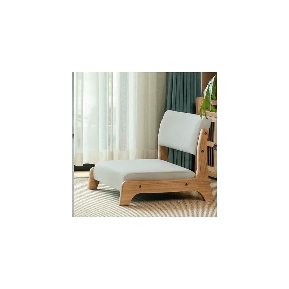 Portable Floor Chair with Backrest, Solid Wood Meditation Chair, High Elasticity Foam Cushion, Ergonomic Tatami Seat for Living Room & Bedroom