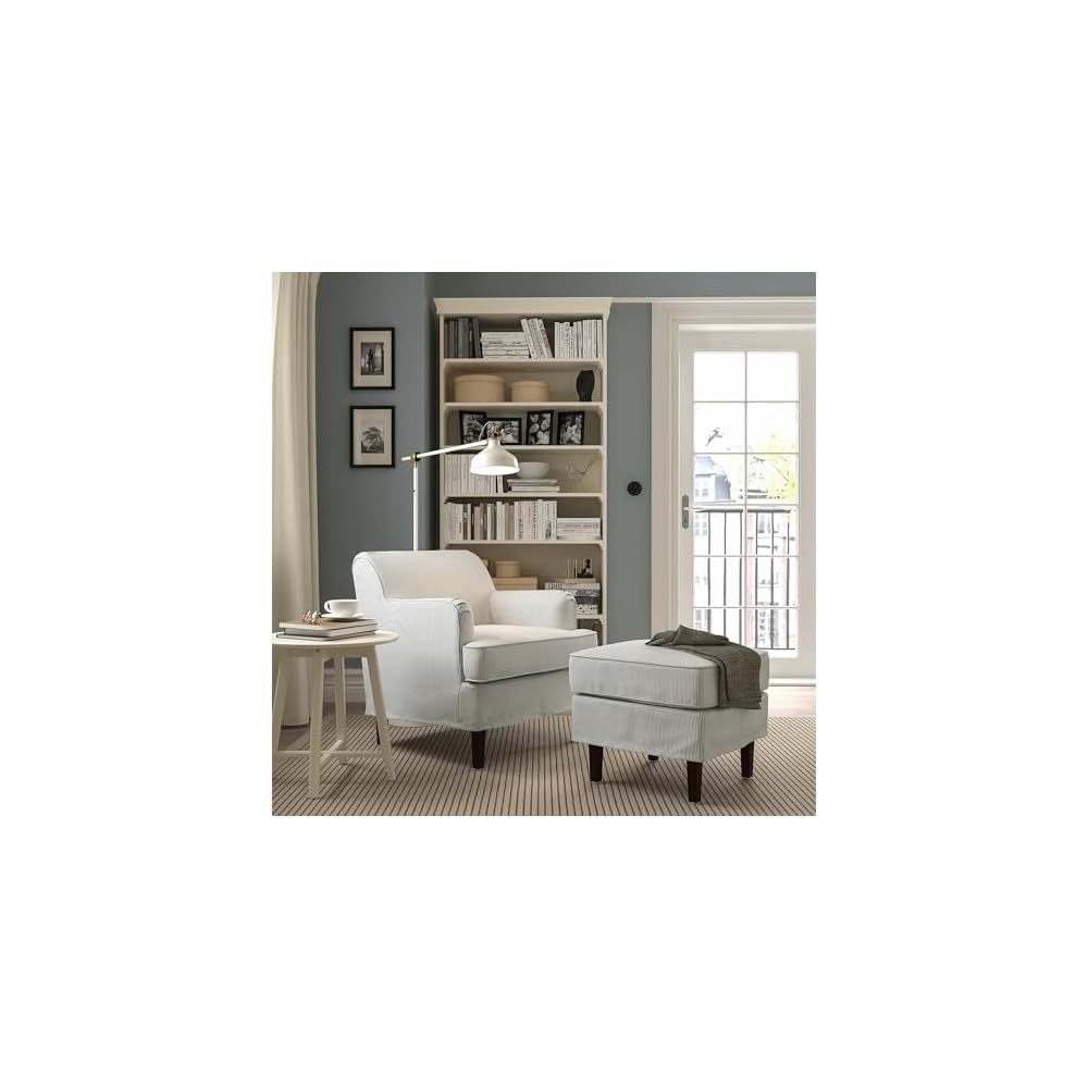 ProTuning ROCKSJÖN Armchair with footstool, Klovsta grey/white