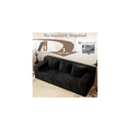 71" Cloud Corduroy Boneless Loveseat Couch in a Box, Small Boneless Couch for Living Room Memory Foam Compressed Couches Sofa with 3 Pillows & Side Pockets Wide Armrest, No Assembly Required, Black