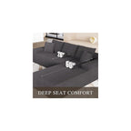 NAYA 106” Modular Sectional Sofa, Cloud Sectional Couch with Deep Seat, Modern Modular L-Shape Sofa Boneless Couch with Chaise for Living Room Bedroom (Grey, Right Facing Chaise)