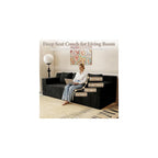 71" Cloud Corduroy Boneless Loveseat Couch in a Box, Small Boneless Couch for Living Room Memory Foam Compressed Couches Sofa with 3 Pillows & Side Pockets Wide Armrest, No Assembly Required, Black