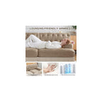 healthomse Modular Sectional Sofa Couch, Soft Velvet Fabric Chesterfield Style Sofa, Modern Button Tufted Couch with Floor-grazing Tassel Fringe Skirt, for Living Room, Bedroom (Camel, 106.1inch)