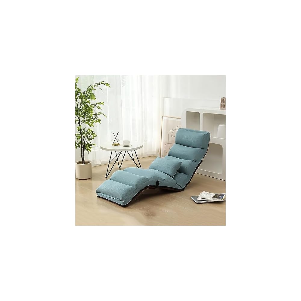 Floor Chairs for Adults, Adjustable 6-Position Floor Lounger w/Thick Padded & Pillow, Folding Lazy Sofa Chair for Gaming, Sleeping, Chaise Lounge Indoor,A