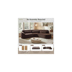 Merax 123.23" Curved Polyester Sectional Sofa Set, Modern Cloud Couch with Chaise Lounge & Right Hand Facing, High-Density Fully Compressed Sponge, Fully Assembled for Living Room, Dark Brown