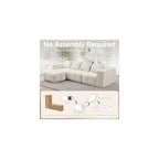 119" Oversized Cloud Boneless Couches for Living Room, Modern Tufted Modular Sectional Sofa with Deep Seat & Movable Ottoman, L Shaped Memory Foam Chenille Couch, No Assembly Required, Beige