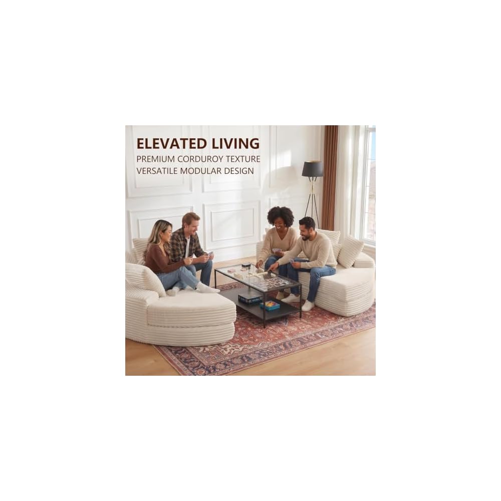 78.5" Oversized Round Chaise Lounge Sofa(Beige,Full Circular)
