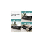 64" Futon Sofa Bed, 64" Convertible Loveseat with 2 Cup Holders, Small Couch with 3 Adjustable Angles & Removable Armrest, Sleeper Sofa for Apartment, 5.3 FT, Black