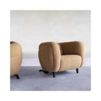 Modern Bouclé Accent Chair Rounded Barrel Beige Sculptural