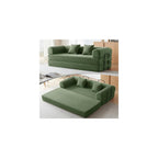 79" Convertible Futon Sofa Bed, Boneless Couch for Living Room (Green)