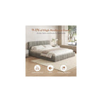 Furnify Full Cloud Bed Frame, Boneless Cushioned Foam Bed with Plush Fabric