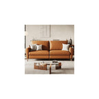 GarveeHome 84 in Faux Leather Couch, Sofa for Living Room, Brown