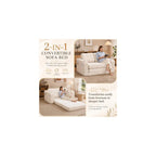 Convertible Sofa Bed, 2-in-1 Pull-Out Loveseat Sleeper with Pillows, Cup Holders and Side Pockets, Corduroy Folding Floor Couch for Small Spaces,Beige