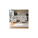 97" Oversized Sectional Couch, L Shaped Couch with Storage Ottoman, Modern Modular Sofa with Deep Seat, Sectional Couches for Living Room and Office, Off-White (Flannelette)
