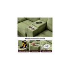 116" U Shaped Couch with with Double Chaise Lounges & Storage Console, Sectional Sofa Set with Storage Ottoman | USB Charging Ports, 4-Seat Couch with Cup Holder, Modern Couches for Living Room, Green