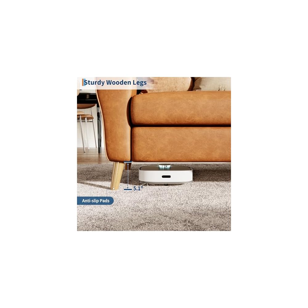 GarveeHome 84 in Faux Leather Couch, Sofa for Living Room, Brown