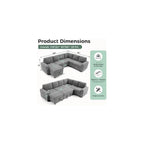 L-Shaped Sectional Sleeper Sofa with Pull Out Bed, 7-Seat, Grey