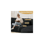 110” Modular Sectional Cloud Boneless Couches, L-Shaped Curved Sofa with Chaise, Deep Seat Convertible Sleeper Bed Include 2 pcs Pillow, No Assembly Required(Black Corduroy Fabric)