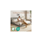 Furnify Full Cloud Bed Frame, Boneless Cushioned Foam Bed with Plush Fabric