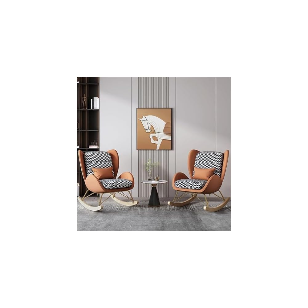 LSLYTQ Indoor Glider Rocker Chair - Comfortable Recliner Sofa Chair for Living Room - Upholstered Accent Rocking Chairs with Solid Wood Furniture