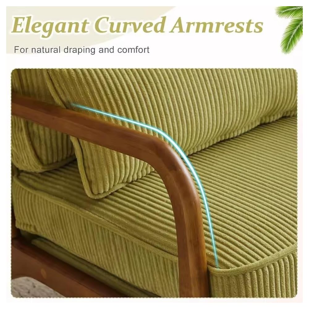 Premium Corduroy Accent Chairs Upholstered Arm Chair Solid Wood Comfy Reading Mid Century