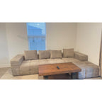 119" Oversized Cloud Boneless Couches for Living Room, Modern Tufted Modular Sectional Sofa with Deep Seat & Movable Ottoman, L Shaped Memory Foam Chenille Couch, No Assembly Required, Beige