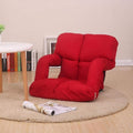 Lazy Floor Sofa Chair Cushion with Armrest 6-Bad Request Adjustable Folding Tatami Seat Pads Sofa Couch Recliner with Zipper Remove Washable-red L92xw58cm