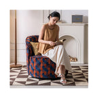 Modern Upholstered Accent Chair, Round Lounge Chair Velvet Fabric Armchai,r Single Sofa Chair for Living Room, Bedroom