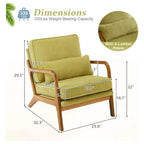 Premium Corduroy Accent Chairs Upholstered Arm Chair Solid Wood Comfy Reading Mid Century