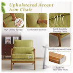 Premium Corduroy Accent Chairs Upholstered Arm Chair Solid Wood Comfy Reading Mid Century