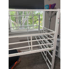 Low Loft Bed Twin Size with Stair,9 Drawers,Guardrail,LED Light,White