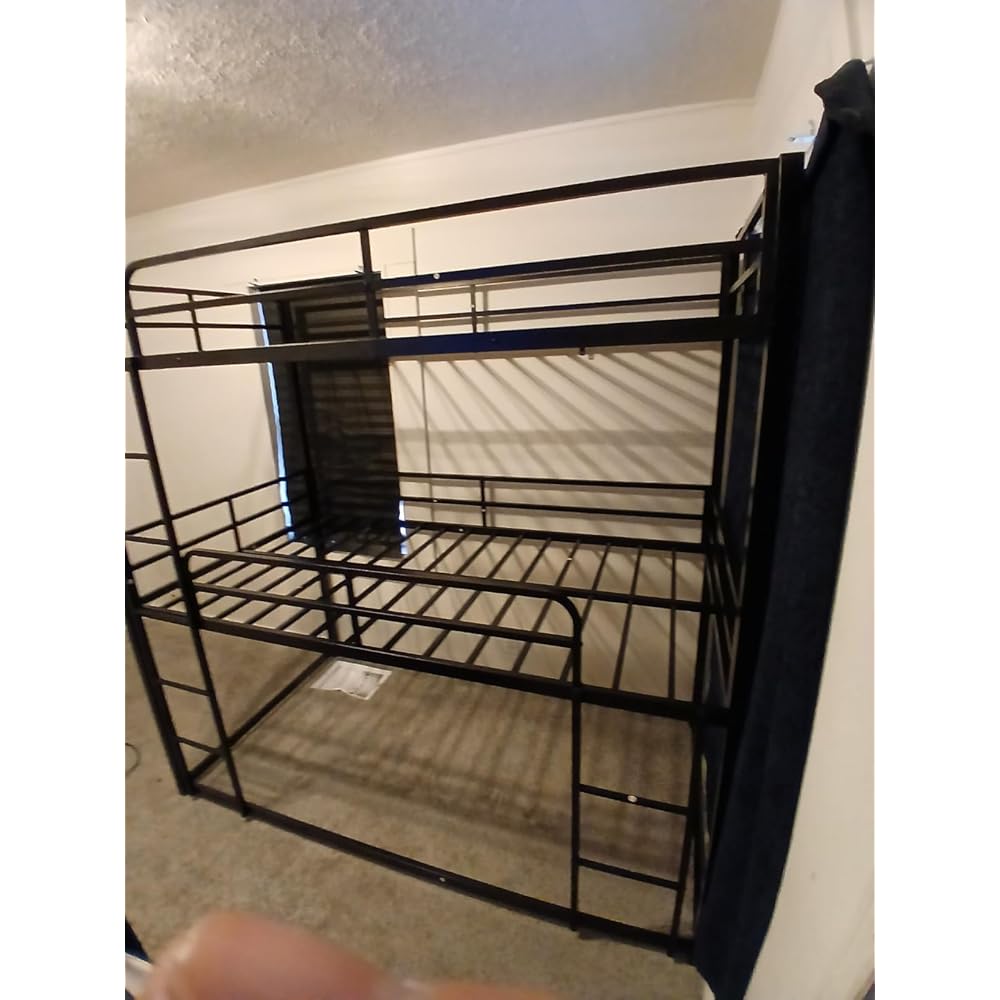Mixcous Heavy Duty Triple Twin Size Bunk Bed, Twin Over Twin Over Twin