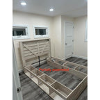 AMERLIFE Queen Farmhouse Bed Frame with 4 Drawers & Open Storage