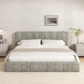 Furnify Full Cloud Bed Frame, Boneless Cushioned Foam Bed with Plush Fabric