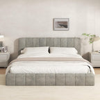 Furnify Full Cloud Bed Frame, Boneless Cushioned Foam Bed with Plush Fabric