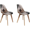 THE HOME DECO FACTORY HD6137 Set of 2 Patchwork Polyurethane Chairs 46 x 85 x 55 cm