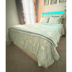 AMERLIFE Queen Farmhouse Bed Frame with 4 Drawers & Open Storage