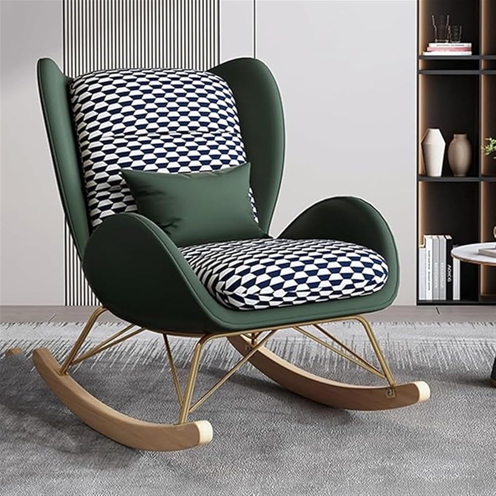 LSLYTQ Indoor Glider Rocker Chair - Comfortable Recliner Sofa Chair for Living Room - Upholstered Accent Rocking Chairs with Solid Wood Furniture
