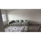 119" Oversized Cloud Boneless Couches for Living Room, Modern Tufted Modular Sectional Sofa with Deep Seat & Movable Ottoman, L Shaped Memory Foam Chenille Couch, No Assembly Required, Beige
