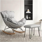 LSLYTQ Rocking Chair, Upholstered Glider Rocking Chair with Ottoman Accents Sofa Chairs, Lounge Leisure Chair with Wooden Legs for Living Room, Bedroom, Offices
