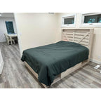 AMERLIFE Queen Farmhouse Bed Frame with 4 Drawers & Open Storage