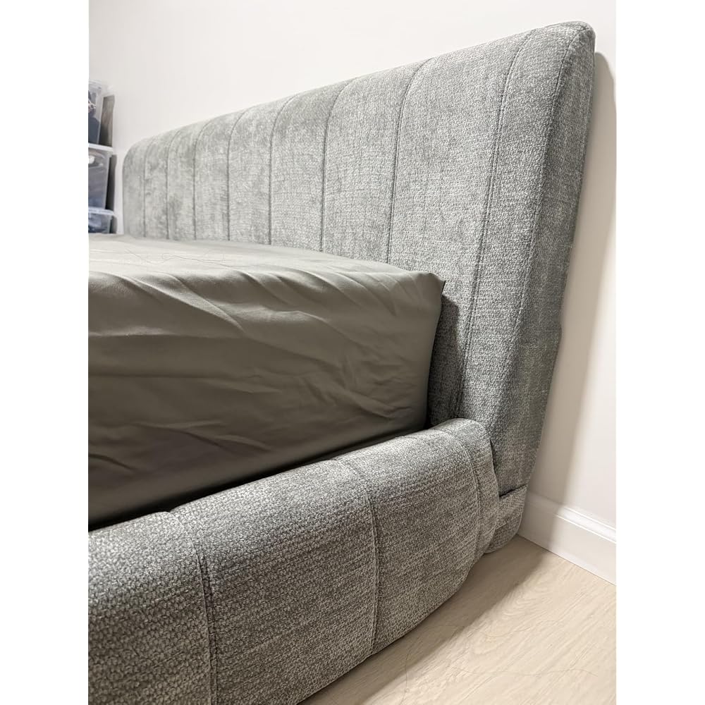 Furnify Full Cloud Bed Frame, Boneless Cushioned Foam Bed with Plush Fabric